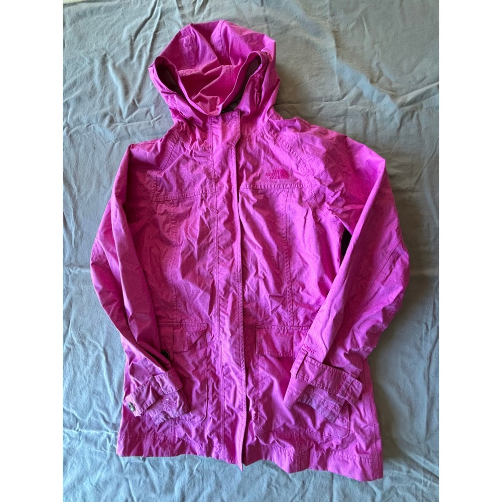 The North Face Womens HyVent Rain Jacket Pink Hooded Parka Coat Medium